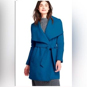 NWOT Lands' End Teal Wrap Style Coat SZ 16; Never Worn; Took out of bag to photo